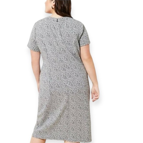 LOFT Midi Dress Snow Leopard Knit Jacquard Short Sleeves Front Side Slit - Picture 3 of 16